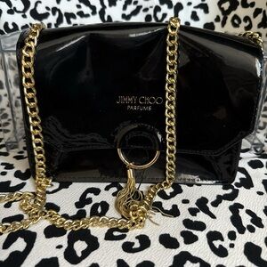Jimmy Choo Black Patent Crossbody with Gold Chain